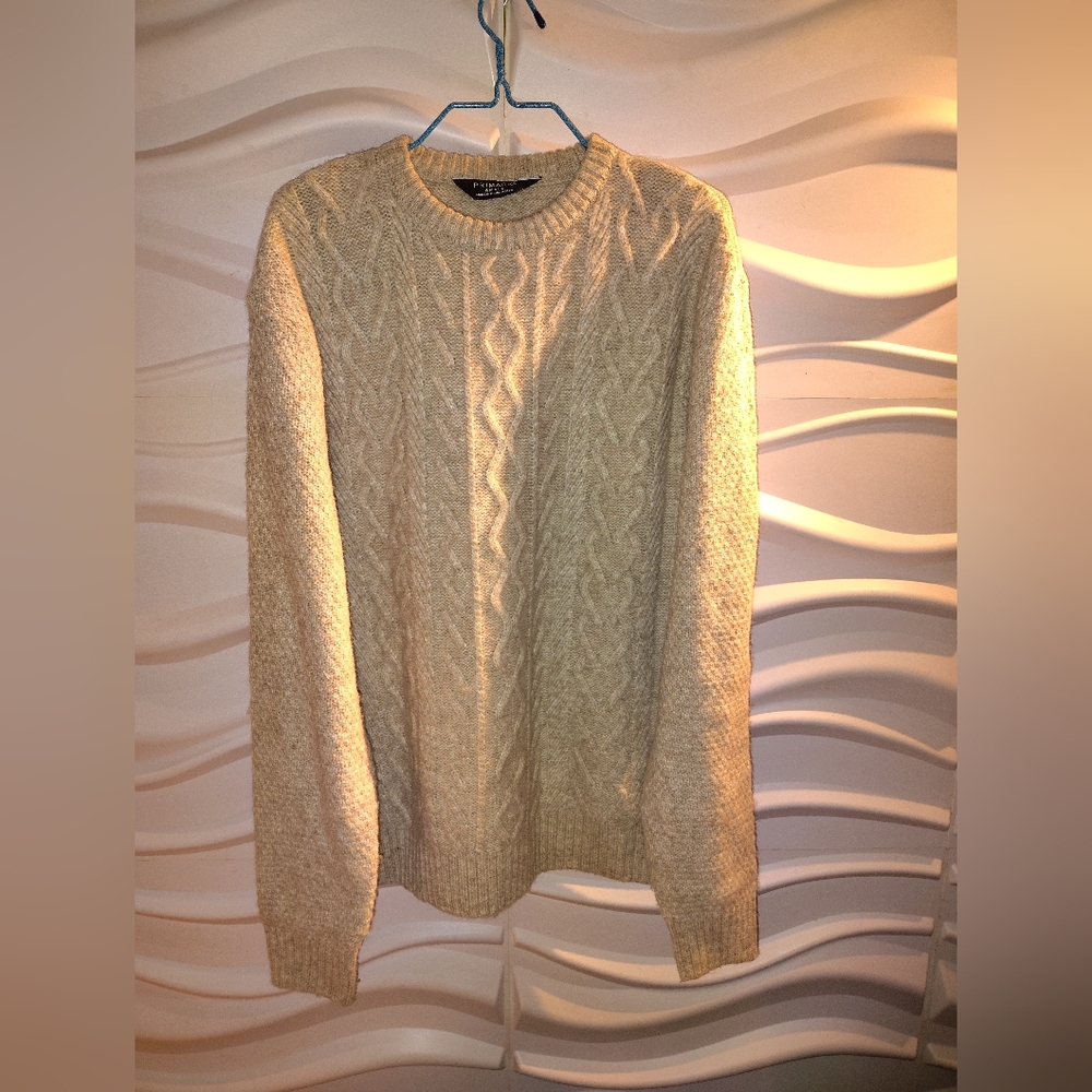 Pre-owned Primark Elegant Beige Cable Knit Sweater Size Small